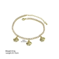 Tobillera de tenis dorada de 3mm con tres colgantes de peces y circonitas brillantes - Estilo 5 (Tres Peces de oro)