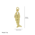 Golden fish pendant with scale texture and zircon eye for DIY ocean necklaces - Swimming Fish Charm (FN50610202)