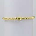Pulsera de cuentas de latón dorado con piedra de nacimiento peridoto verde cuadrada - Enero - Dorado