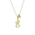 Collana in oro 18k con ciondolo lettera E, smeraldi verdi e diamanti bianchi - Oro E