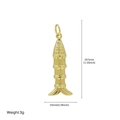 Golden fish pendant with white zircon eye and detailed scale texture for necklaces - Segmented Texture Fish Pendant (FN50610202)