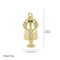 Golden lobster pendant with white zircon inlays and detailed size markings - Rhinestone Lobster Pendant (FN50610202)