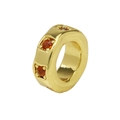 Gold plated wide ring bead with three sparkling red round zircon stone inlays - January Birthstone Pendant Only (Without Chain)