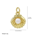 Golden seashell pendant with white pearl inlay and realistic shell textures - Shell Artificial Pearl Pendant (FN50610202)