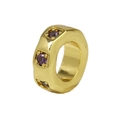Golden geometric birthstone charm with three purple zircons for DIY jewelry making - February Birthstone Pendant Only (Without Chain)