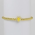 Elastic gold bead bracelet featuring a vibrant yellow heart-shaped stone and crystal halo - November Bracelet