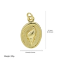 Golden oval pendant featuring a conch relief design and detailed dimensions 23.3x13mm - Conch Relief Round Pendant (FN50610202)