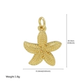 Golden starfish pendant charm with detailed granular texture and measurements in 20.3mm - Granular Starfish Pendant (FN50610202)