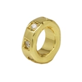 Golden wheel bead with clear cubic zirconia pavé for DIY birthstone jewelry - April Birthstone Pendant Only (Without Chain)