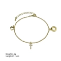 Gold finish anklet with heart and cross charms including lobster clasp and 5cm extension - Heart Cross Ring Style (Style 7)