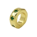 Golden round bead pendant with embedded green zircon gemstones for jewelry making - May Birthstone Pendant Only (Without Chain)