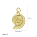 Golden nautilus shell pendant in brass for beach necklaces, 20mm height charm - Radial Texture Nautilus Pendant (FN50610202)