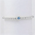Silver beaded bracelet with square blue December birthstone in a minimalist style - December-Silver