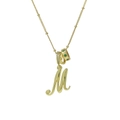 Elegante collana placcata in oro 18 carats con ciondolo lettera M e anelli con gemme - Oro M