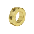 Golden charm bead with dark birthstone square settings and polished metallic finish - August Birthstone Pendant Only (Without Chain)