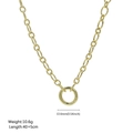 Golden chunky link necklace with round clasp pendant and 40+5cm length specifications - Thick Gold Chain with Ring (FN50610202)