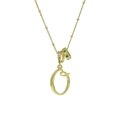 Collana con lettera O corsiva placcata oro 18k con pietra verde e cristalli brillanti - Oro O
