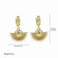 Boucles d'oreilles pendantes vintage en laiton doré avec forme soleil géométrique - Style Rayon de Soleil à Centre Hémisphérique
