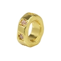 Golden birthstone charm with pink cubic zirconia pavé and irregular textured finish - October Birthstone Pendant Only (Without Chain)