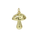 Polished golden mushroom pendant charm with geometric patterns for beach jewelry - Geometric Texture Mushroom Pendant (FN50610202)