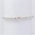 Pulsera de cuentas plateadas con una piedra de nacimiento rosa cuadrada engastada - Octubre-Plateado