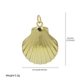 Golden shell pendant for DIY jewelry with size and weight measurements on white background - Radial Line Shell Pendant (FN50610202)
