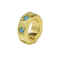 Gold-plated geometric bead charm with three inlaid sky blue cubic zirconia stones - December Birthstone Pendant Only (Without Chain)