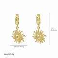 Boucles d'oreilles tournesol vintage dorées en laiton avec design rayons de soleil - Style Rayon de Soleil