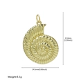 Golden nautilus shell pendant with spiral texture and size dimensions of 32.6mm height - 3D Texture Nautilus (FN50610202)