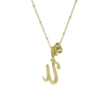 Collana placcata oro 18k con lettera corsiva U e pietre preziose bianche e verdi - Oro U