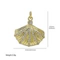 Golden seashell charm pendant with crystal rhinestones for DIY ocean jewelry making - Rhinestone Fan Shell Pendant (FN50610202)