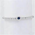 Pulsera de cuentas plateadas con esferas de latón de 4mm y piedra de nacimiento azul - Septiembre-Plateado