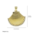 Golden shell pendant with clear crystals and dimensions 27.2mm by 25mm for jewelry making - Rhinestone Radial Shell (FN50610202)