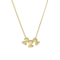 Collar con colgante número de ángel 222 en latón chapado en oro 18k pulido y cadena - Collar / 222 Dorado