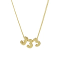Collar de latón bañado en oro de 18k con colgante pulido del número angelical 333 - Collar / 333 Dorado