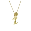 Collana placcata in oro 18k con ciondolo lettera X corsiva e anelli di pietre preziose - Oro X