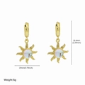 Boucles d'oreilles vintage en laiton motif tournesol avec zircons blancs dorés à l'or - Style soleil texture opale