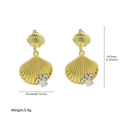 Tweekleurige goud en zilveren schelpoorbellen met zeester en schildpad detail, 29,3 mm hoog - Zeeschildpad Sint-Jakobsschelp (Stijl 1) / Goud / Oorbellen