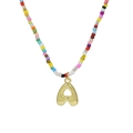 Collana di perline Y2K colorata con ciondolo a cuore dorato lucido e perline miste - Ciondolo a Cuore Dorato (Collana A)