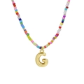 Collana di perline colorate con ciondolo a lettera G a bolla placcato oro lucido - Ciondolo Lettera G Dorato (Collana G)