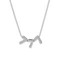 Collier en chaîne argentée minimaliste avec pendentif de lettres hébraïques poli brillant - Collier / 777 Argent