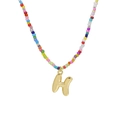 Collana di perline colorate con ciondolo a lettera H dorata in stile bubble 3D - Ciondolo Lettera H Dorato (Collana H)