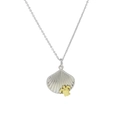 Tweekleurige zilveren schelpen ketting met een gouden zeeschildpad hanger - Zeeschildpad Sint-Jakobsschelp (Stijl 1) / Zilver / Ketting