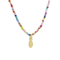 Collana di perline colorate con un ciondolo a lettera 3D dorato lucido in stile candy - Ciondolo Lettera I Dorato (Collana I)