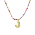 Collana di perline colorate stile candy con ciondolo a lettera J dorata in 3D - Ciondolo Lettera J Dorata (Collana J)