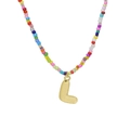 Collana di perline colorate con ciondolo a lettera L dorata lucida stile bubble - Ciondolo Lettera L Dorato (Collana L)