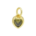 Ciondolo a cuore dorato con pietra portafortuna verde oliva di agosto e chiusura - Stile R / Collana di Agosto