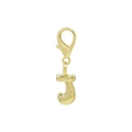 Pendentif lettre J en métal doré brillant avec fermoir mousqueton pour sac à main - Lettre J