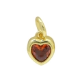 Ciondolo cuore in oro con pietra portafortuna in cristallo rosso arancio brillante - Stile R / Collana di Gennaio