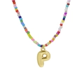 Collana di perline colorate con ciondolo a lettera P dorata dallo stile bubble - Ciondolo Lettera P Colore Oro (Collana P)